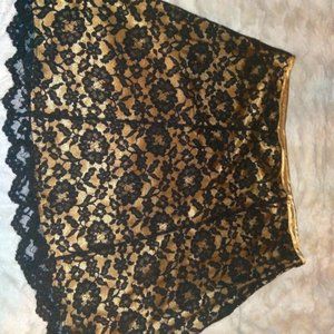 3X skirt lace black tan